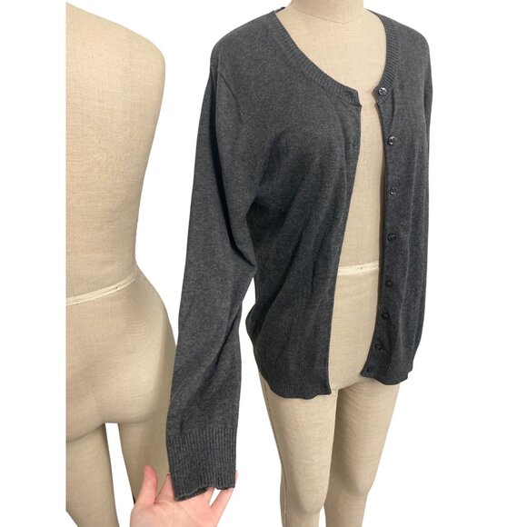 Gap Womens Gray Button-Up Cardigan Sweater L Cotton Blend Made In China - Picture 4 of 10